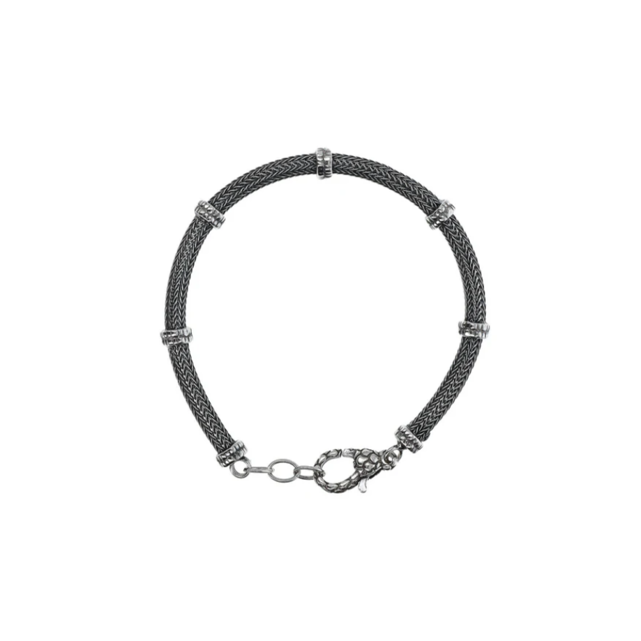 Bracciale Uomo Albert M Argento Catena Spiga Rondelle Texture