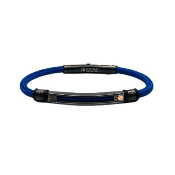 Bracciale Uomo Borsari Acciaio Poliestere Blu NAUTICO56