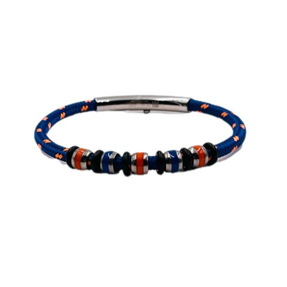 Bracciale Uomo Borsari Acciaio Poliestere Blu Smalti Arancio SATURNO005