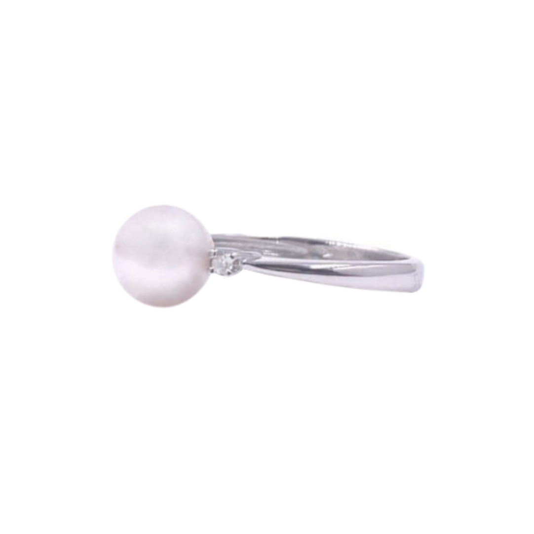 Anello Donna Oro Bianco Perla E Diamanti – Gioielleria Zambon